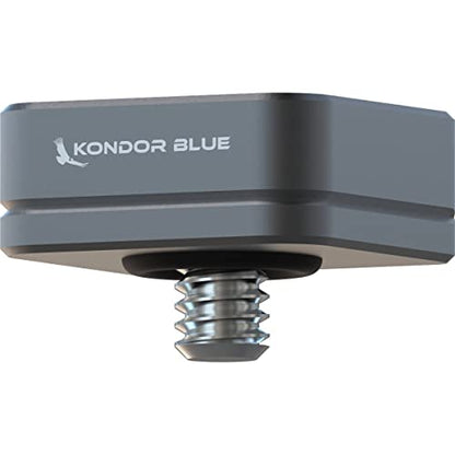KONDOR BLUE | Cold Shoe Receiver Mount Plate | 1/4”-20 Camera Accessory Cold Shoe Adapter for Microphones, Lights & Monitors, Rubber O-Ring, Ultra-Lightweight | Gray