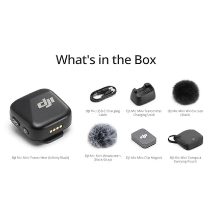 DJI Mic Mini Transmitter (Infinity Black), Ultralight, Wireless Lavalier Microphone for DJI Action 5 Pro/Osmo Pocket 3, Noise Cancelling, Wireless Microphone for Camera/iPhone/Android, Vlog, Streaming - style: Mic Mini Transmitter (Infinity Black)