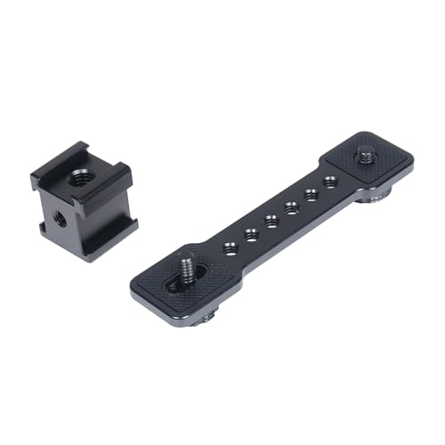 3 Port Cold Shoe Mount Plate for Camera LED Monitor Microphone etc., Aluminum Camera Triple Cold Shoe Extension Bracket Compatible with DJI OSMO Mobile 7P/67/SE, Zhiyun 5S/4/ Feiyu Gimbal Stabilizer