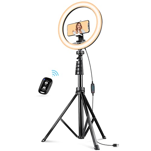 UBeesize 12.2" Ring Light with 62" Selfie Stick Tripod, LED Ring Light with Stand and Phone Holder for Recording/Makeup/YouTube/TIK Tok, Compatible with Cell Phone, Camera - color: Black, size: 12.2"