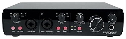 Rockville R-TRACK 2x2 Bundle: USB recording interface 24 Bit 192 kHz, (2) RMC-XLR dynamic mics, (2) PRO-M50 headphones, (2) RTMS21 desktop stands, RHPA4 headphone amp, 3 ft TRS cable, 9-items