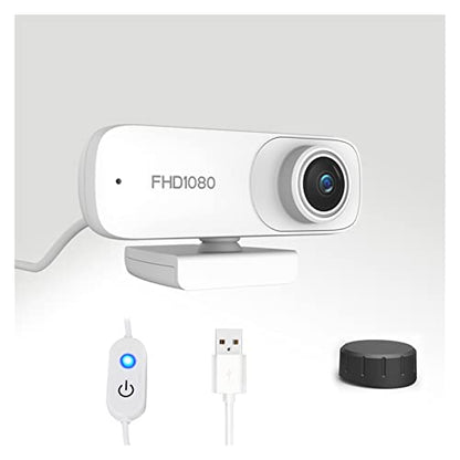 Autofocus 1080P Webcam Cover HD Web Camera with Microphone for Computer Laptop PC Camera for Video Meeting Streaming for Business Meetings (Color : White)