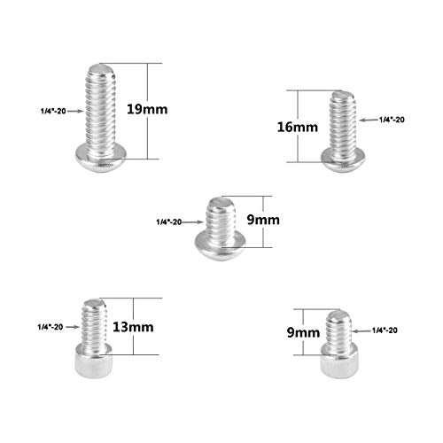 CAMVATE 1/4"-20 Stainless Steel Screw(20 pcs,1/4"-20 /9mm/13mm/16mm/19mm)