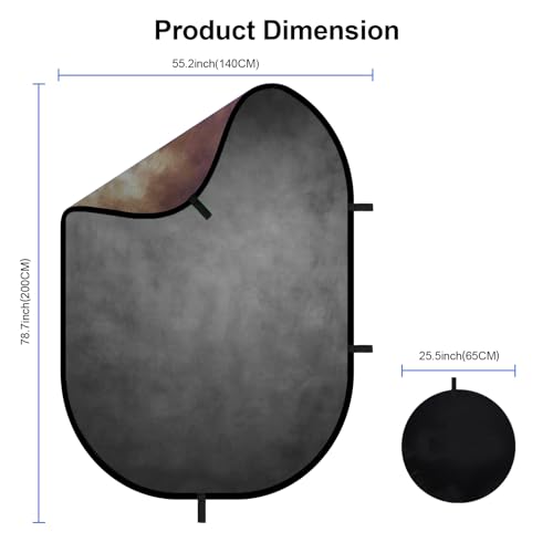 Selens Collapsible Backdrop 2 in 1 Brown&Gray Pop Up Photo Backdrops for Headshot Session, Video,Live Stream,55.12 * 78.75inches - color: brown/grey