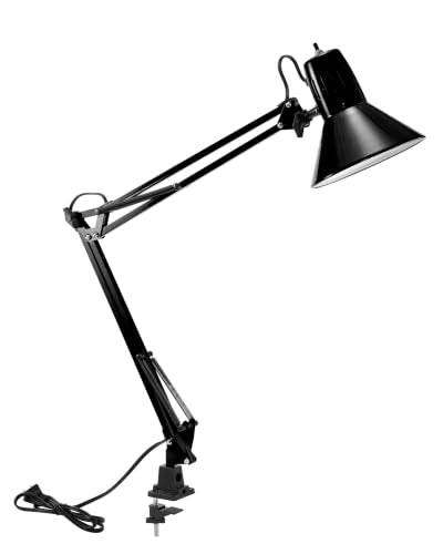 Bostitch Office VLF100 LED Swing Arm Desk Lamp with Clamp Mount, 36" Reach, Includes LED Bulb,Black - style: Clamp, Black
