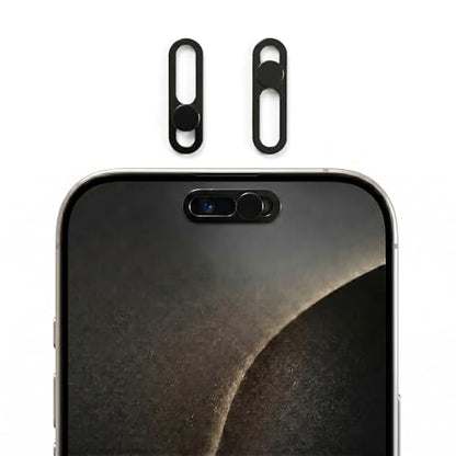 2 Pack Front Camera Privacy Cover Slider for iPhone 17/16/15/14 Pro Max/Pro, Face ID Compatible Webcam Blocker, Adhesive Anti-Spy Phone Lens Protector with Transparent Base, Black