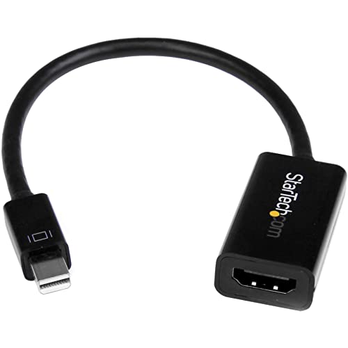 StarTech Active Mini DP to HDMI Adapter, 4K 30Hz, 1080p, DPCP (MDP2HD4KS) | mDP to HDMI Video Converter, Thunderbolt 1/2 Mac/PC to Monitor/TV, 7.1ch Audio, HDCP 1.4, No Drivers, 3840x2160, 1920 x 1200 - color: Black, style: 4K 30Hz