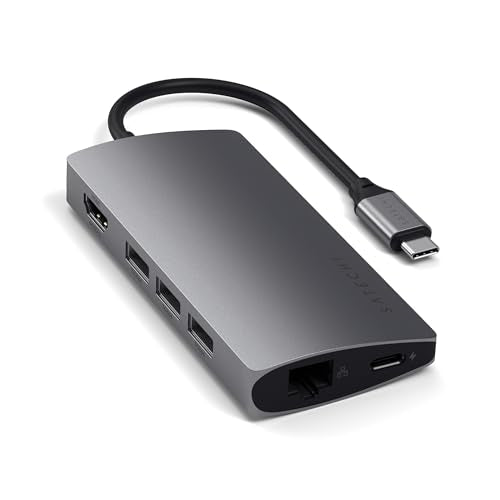 Satechi 8 in 1 USB C Hub Multiport Adapter V2, 4K HDMI, 115W USB C PD Charging, 3 USB-A, Ethernet, Micro/SD Card Readers, for Laptop, MacBook Air/Pro/Neo, iPad Air/Pro, Windows - Space Gray - color: Space Gray, size: V2