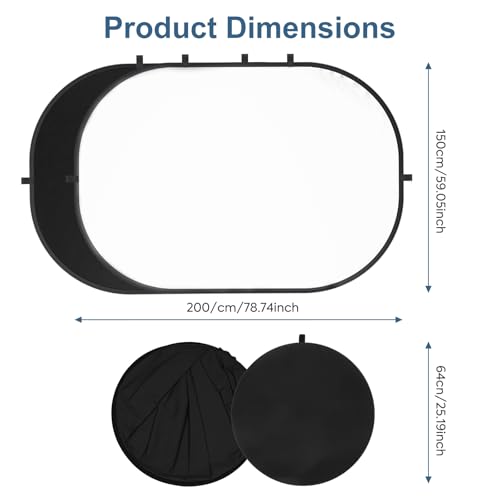 5X6.5ft Backdrop for Photography, Double Sided White Screen and Black Screen, 2 in 1 Collapsible and Reversible Background for Photography, YouTube Videos,and Live Streaming - color: Black White