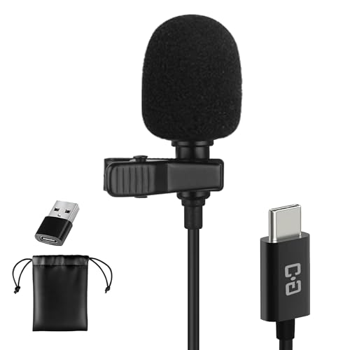 USB-C & USB-A Lavalier Microphone for Smartphones & Computers, 6.6 ft | Omnidirectional Clip-on Mic for iPhone 17/16/15, Samsung, Google, OnePlus and PCs, Ideal for YouTube, Interviews and Podcasts