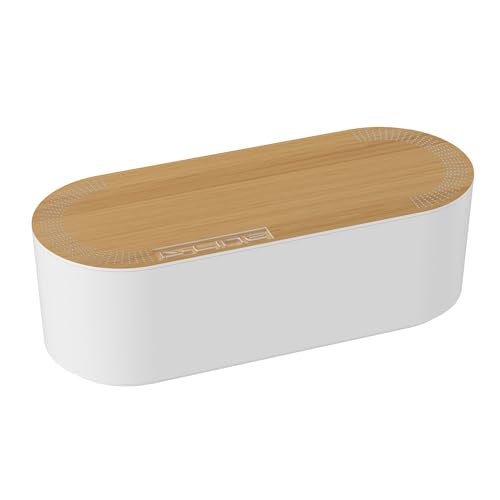 D-Line Cable Management Box, Power Strip Holder, Floor Outlet Hiders, Desk Cord Organizer, Cover TV Wires, Wire Storage, Extension Hider, Office Concealer for Cords - Large, Wood-Effect Lid - color: Wood-Effect Lid, size: Large
