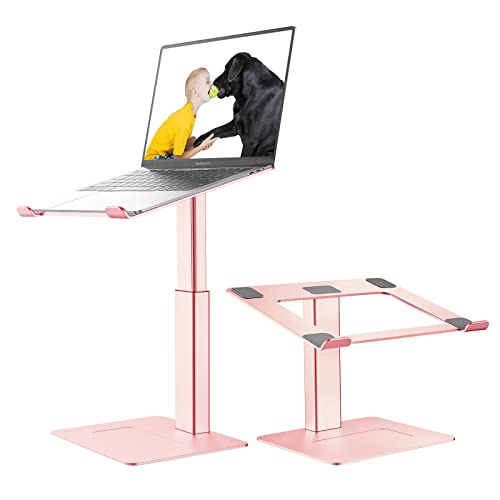 Laptop Stand for Desk, Ergonomic Aluminum Laptop Stand Adjustable Height from 7-15", Sitting and Standing Laptop Riser for 10-17" Notebook - color: Gold Rose