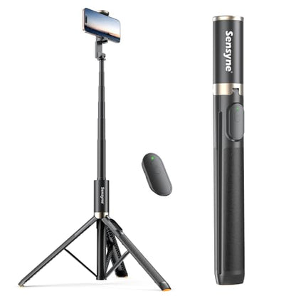Sensyne 63" Selfie Stick Tripod, Extendable Phone Tripod with Wireless Remote Compatible with Cell Phones for Selfies, Photography,Video, Live Stream - size: 63in
