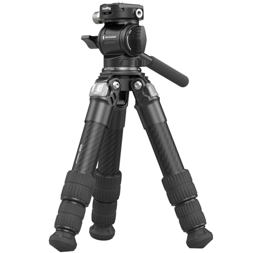 SmallRig Portable Carbon Fiber Tabletop Tripod Kit, 17'' Compact Mini Desktop Tripod with Video Head High Load-Bearing, Built-in QR Plate for Arca, Max Load 3kg / 6.6lb for Cameras, DSLR - style: Video Head