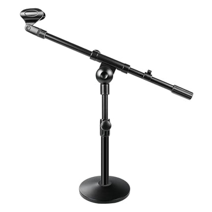 Microphone Stand Desk Adjustable, Boom Arm Desktop Mic Stand Metal Weighted Base, Height-Adjustable Compatible with Multiple Microphone Sizes