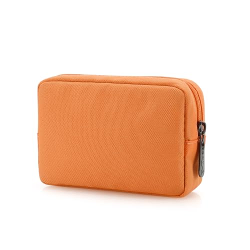 E-Tree Cute Small Makeup Bag,Cosmetic Toiletry Make up Skin Care Little Items Pouch for Purse,Zipper Mini Tech Charger Cable Electronic Organizer Case,Travel Accessories for Women Men Teen,Orange - color: Orange, style: Travel Makeup Bag