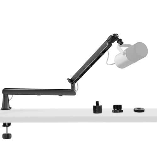 Aqdocvf Microphone Boom Arm - Heavy Duty Low Profile Metal Mic Arm Stand with Desk Clamp & Cable Management, 360° Rotatable, Fits Shure SM7B/MV7, Blue Yeti, Fifine AM8, AT2020 for Podcasting & Gaming