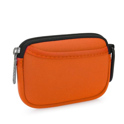 E-Tree Mini Neoprene Pouch Case for Phone Charger Airpods Cables Earphones MagSafe Power Adapter Keys Keychain Small Accessories Storage Organizer Tech Bag, Coin Purse Wallet, Zipper Pocket (Orange) - color: Orange