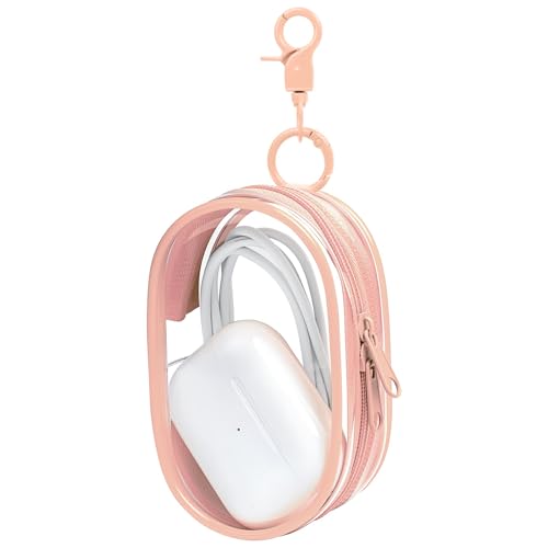 Linsaner 1 Pack Storage Bag for Organizing Data Cables, Earphone, Chargers, Keys, Change, Blind Box Doll Transparent Display Bag, Portable Multi-Function Storage (Peach) - color: B7-Peach