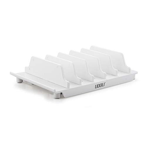 Adjustable Universal Cell Phone Dock Stand Holder, Tablet Organizer Multi Device Desktop Stand for iPhone Samsung Galaxy Google Nexus Kindle - No Charging Port (White) - color: White