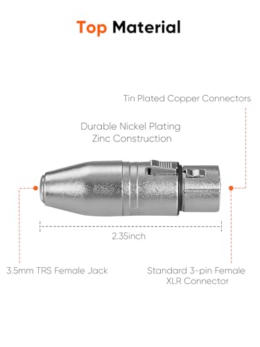 CableCreation 3.5mm to XLR Female Adaptor 2pcs,X LR to 1/8'' Stereo Audio Converter,1/8 inch TRS Stereo Jack Female to 3 Pin XL R Microphone Extender for Camcorder,Mixer,Speaker,Microphone,Amplifier - size: XLR Female