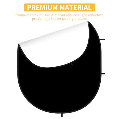 Kate Collapsible Backdrop Audition Backdrop for Headshot Photography,Video Conference,Live Streaming(5'x6.5',1.5x2m,Black/White) - color: Black/White