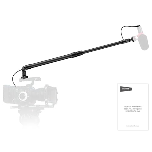 NEEWER Carbon Fiber Microphone Boom Pole, 44-92cm Extendable, Built In 3.5mm TRS Male to Female Cable, NATO Nail, Cold Shoe Mount, 180° Tilt, 500g Max Load Mic Arm for Interviews, Filmmaking, BP01 - style: BP01