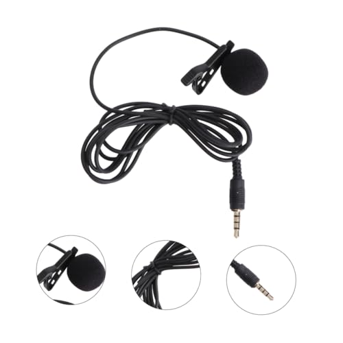 Toyvian Mini Clip Lavalier Condenser Microphone for Smartphones Laptops and Cameras Portable Hand Mic for Video Recording and Meetings Includes Rotary Clip Black
