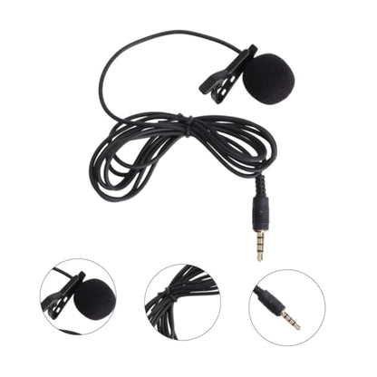 Toyvian Mini Clip Lavalier Condenser Microphone for Smartphones Laptops and Cameras Portable Hand Mic for Video Recording and Meetings Includes Rotary Clip Black