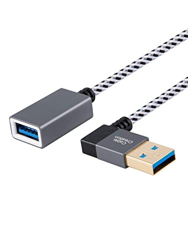 CableCreation Short USB 3.0 Extension Cable Right Angle 1FT, 90 Degree Male to Female Extender Cord for Flash Drives, Keyboard, Scanners, VR,PlayStation, 0.3M Space Grey - size: 1FT, style: Right Angle