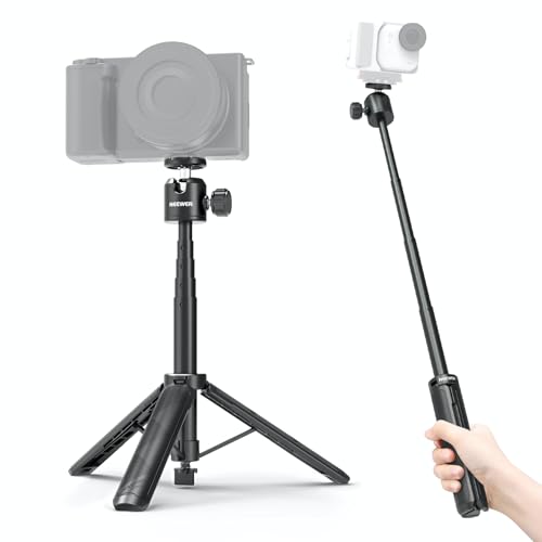 NEEWER Basics Extendable Selfie Stick Tripod, Metal Portable Stand Handle Grip Compatible with Canon G7X Mark III Sony ZV-1 RX100 VII A6400 A6600 Nikon Camera Webcam for Vlogging, DT001