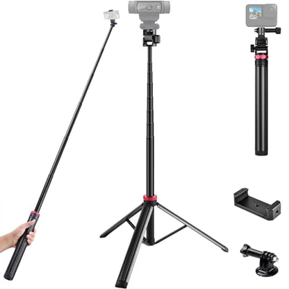 80'' Webcam Floor Tripod Stand Holder for Logitech C920x/MX Brio 4K/C922x/C930e/Brio 501/StreamCam Webcams/iPhone 17 16 15 14/Samsung S26 S25 S24 S23 Smartphone,Compatible with Gopro Action Cameras