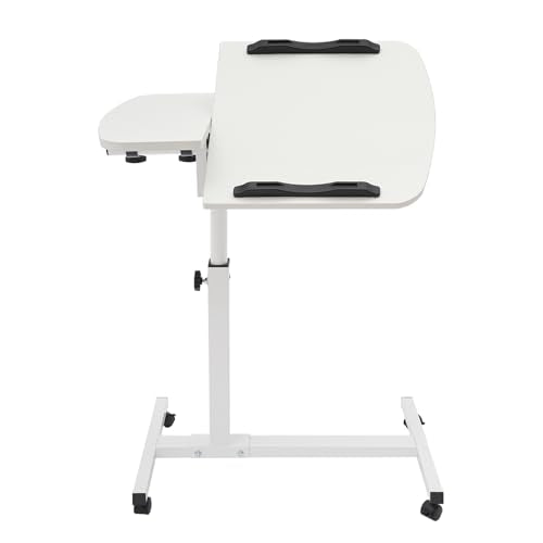 Adjustable Rolling Laptop Desk Stand,Laptop Mobile Stand with Wheels,Portable Computer Workstation with Tiltable Desktop for Teacher Classroom Home Office