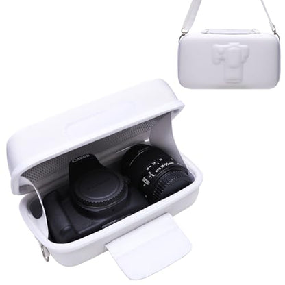 LTGEM Camera Case for Canon EOS Rebel T7 / R50 / R100 / R50 V / T6 / R8 / R10 / RP / SL3 / R5 / T100 DSLR SLR Camera and 18-55mm/18-45mm Lens with Shoulder Strap, White - color: White