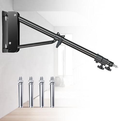 MACTREM Ring Light Wall Mount, 71.65’’/182cm Wall Mounting Triangle Boom Arm for Strobe Light, Photography, Softbox, Reflector,Umbrella,Studio Video Light, Support 180°Rotation - size: 180cm