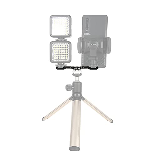 NICEYRIG Dual Cold Shoe Mount Flash LED Light Microphone Vlog Vlogging Extension Bracket with Shoe Mount 1/4 Thread Applicable for DSLR Camera Mini Tripod Monopod - 432