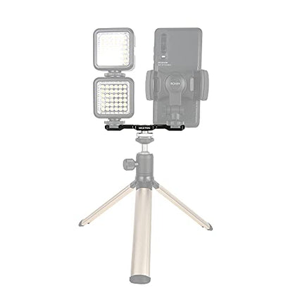NICEYRIG Dual Cold Shoe Mount Flash LED Light Microphone Vlog Vlogging Extension Bracket with Shoe Mount 1/4 Thread Applicable for DSLR Camera Mini Tripod Monopod - 432
