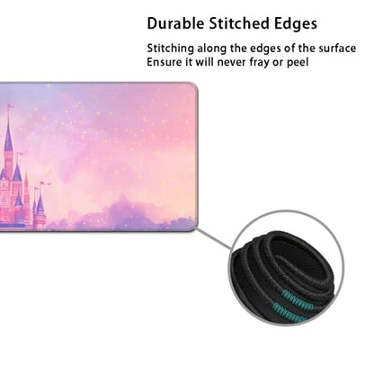 Desk Mat, Large Gaming Mouse Pad with Wrist Rest, 4 in1 XXL Mouse pad+Keyboard Wrist Rest+Mouse Pad Wrist Support+Cup Coaster Set, Ergonomic Desk Pad for Home Office,Pink Castle - color: 88