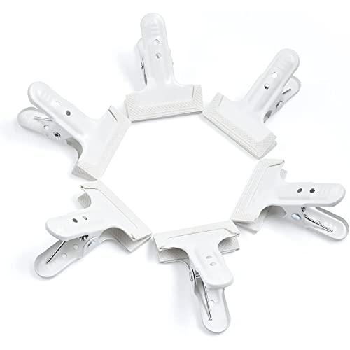 Backdrop Spring Clamps 6 Pack Large 4" Heavy Duty White | Photography Backdrop Clips, For Background Backdrops Stand, Woodworking, Home Improvement