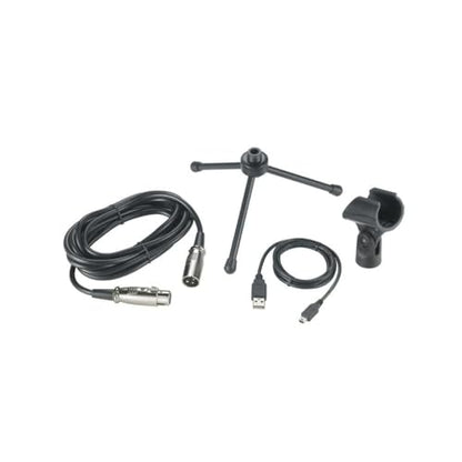 Audio-Technica AT2005USBPK Vocal Microphone Pack for Streaming/Podcasting, Includes USB and XLR Outputs, Adjustable Boom Arm, & Monitor Headphones,Black - style: AT2005USBPK
