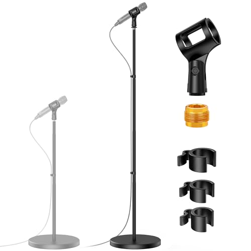 InnoGear Telescopic Mic Stand, Height Adjustable from 22" to 68" Microphone Stand Floor Weighted Base Boom Mic Arm Stand for Blue Yeti HyperX QuadCast SoloCast Shure SM58 Samson Q2U Fifine K669B