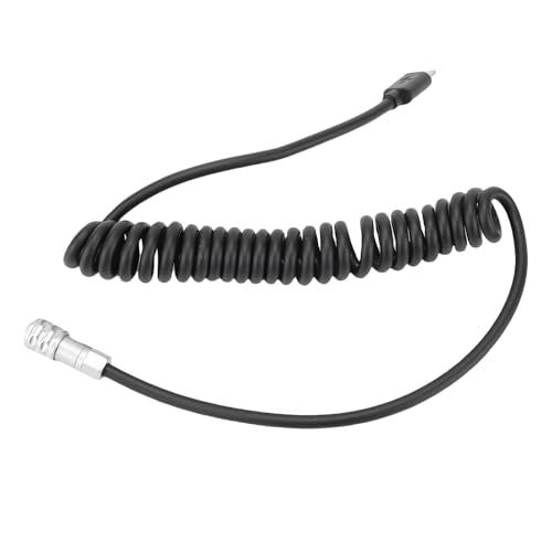 Yunseity Power Cable for BMPCC 4K 6K Cinema Cameras, USB C PD Fast Charging Coiled Cord with LED Power Indicator, S Dual Pin Aviation Connector, Extendable 13cm to 150cm