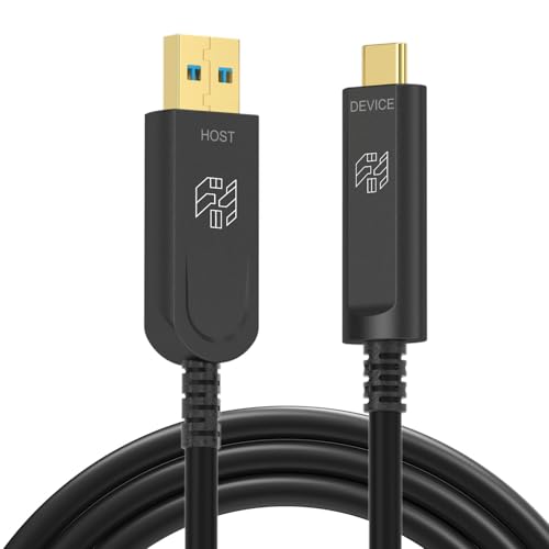 Fiber Optic USB A to C Cable(33ft), High Speed 10Gbps Active Optical Long Extension,Compatible with Webcams, Logitech Cameras,VR,AR,HDDs,Projectors - color: Black, size: 33ft