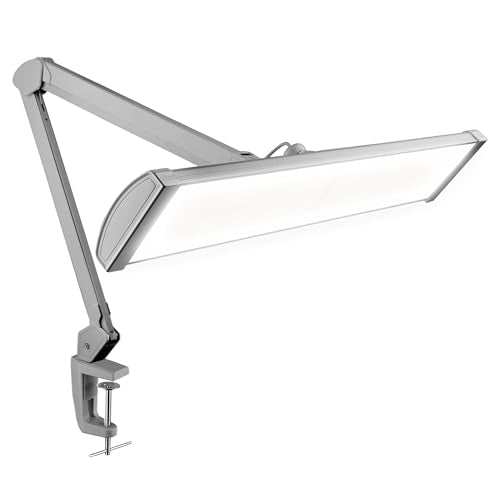 Neatfi Ultra 3,500 Lumens LED Desk Lamp with Clamp – 45W, 270 SMD LEDs, Shadow-Free | Adjustable Brightness | Task Light for Nail, Craft & Office (Silver, 26-Inch Wide Shade) - color: Silver
