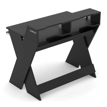 Glorious Sound Desk Compact Professional Studio Workstation with Pull-out Keyboard Compartment (Black) - color: Black