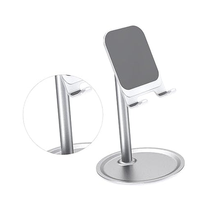 KALLORY Metal Phone Holder for Desk Adjustable Tablet Stand for Tablets Flexible Lazy Bracket Compatible Smartphones Space-Saving Design White - color: White