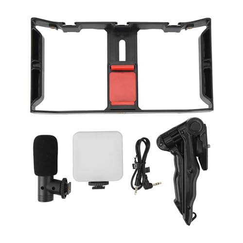 aqxreight Phone Live Streaming Kit with Fill Light Microphone Sound Cable Phone Handheld Tripod Video Rig Kit for Vlog No to a Functionalit Live Streaming KitPhone Video Rig