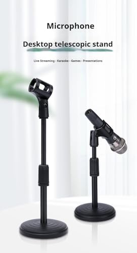 Desktop Microphone Stand, Upgraded Adjustable Table Mic Stand with Mic Clip and 5/8" Male to 3/8" Female Screw for shuer sm58 beta58 SE V7 & Other handheld microphone