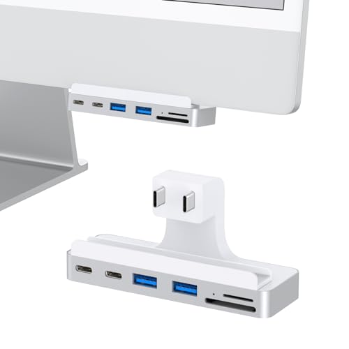 6-in-1 USB C Hub for iMac 24 inch (M1/M3/M4), USB Adapter Multiport with Type-C 10Gbps, SD/TF Card Reader Compatible | iMac Accessories - color: Ge-IMC01-US