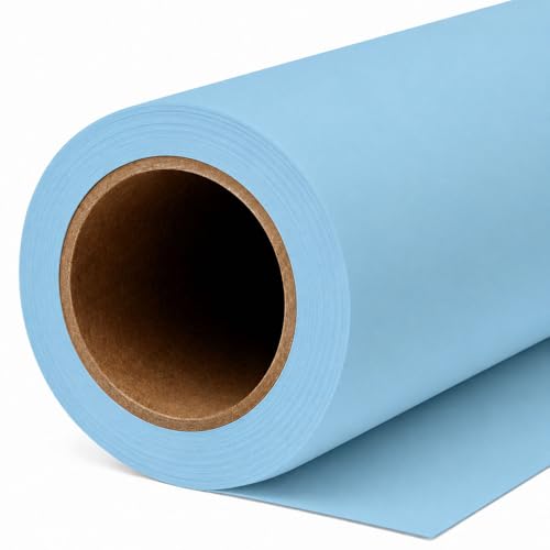 Yizhily Seamless Lite Blue Backdrop Paper Roll, 53" x 16.4', Heavyweight MatteLite Blue Photo Background for Small Studio Headshots, Tabletop Product & Food Photography - color: Lite Blue, size: 53" x16.4'